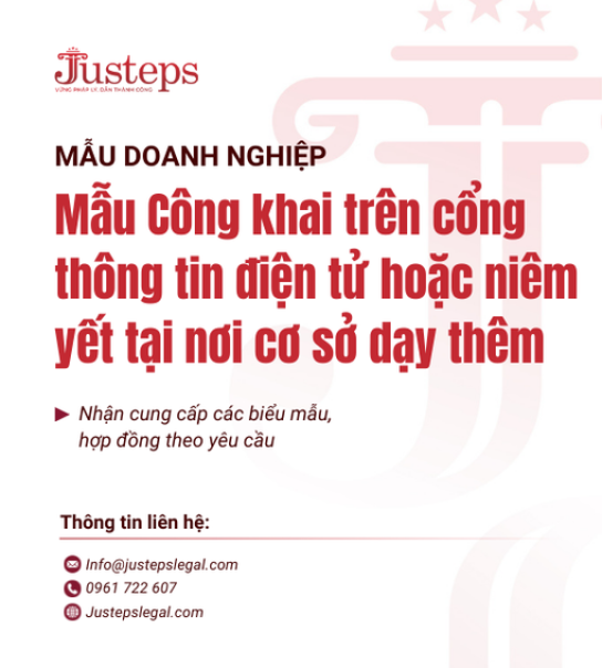 Mẫu số 02. Mẫu Công khai trên cổng thông tin điện tử hoặc niêm yết tại nơi cơ sở dạy thêm đặt trụ sở (đối với dạy thêm, học thêm ngoài nhà trường)