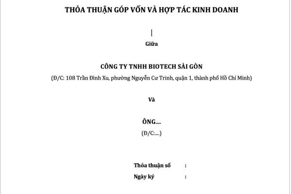 Justeps hoàn thiện Thỏa thuận góp vốn và hợp tác kinh doanh cho Công ty TNHH Biotech Sài Gòn