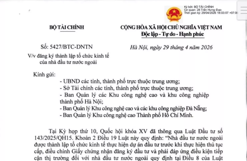 Nhà đầu tư nước ngoài có thể thành lập doanh nghiệp trước khi xin IRC? Phân tích quy định mới theo Công văn 5427/BTC-DNTN