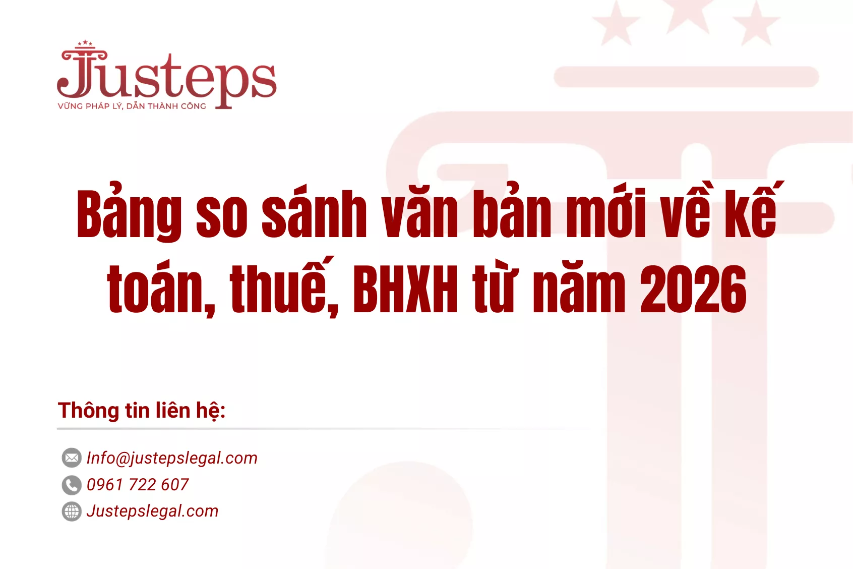 Justeps phát hành bảng so sánh văn bản mới về kế toán, thuế, BHXH từ năm 2026